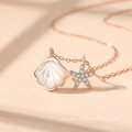 Fashion Jewelry 925 Silver Plated Women Accessories Pearl Pendant Shell Necklace